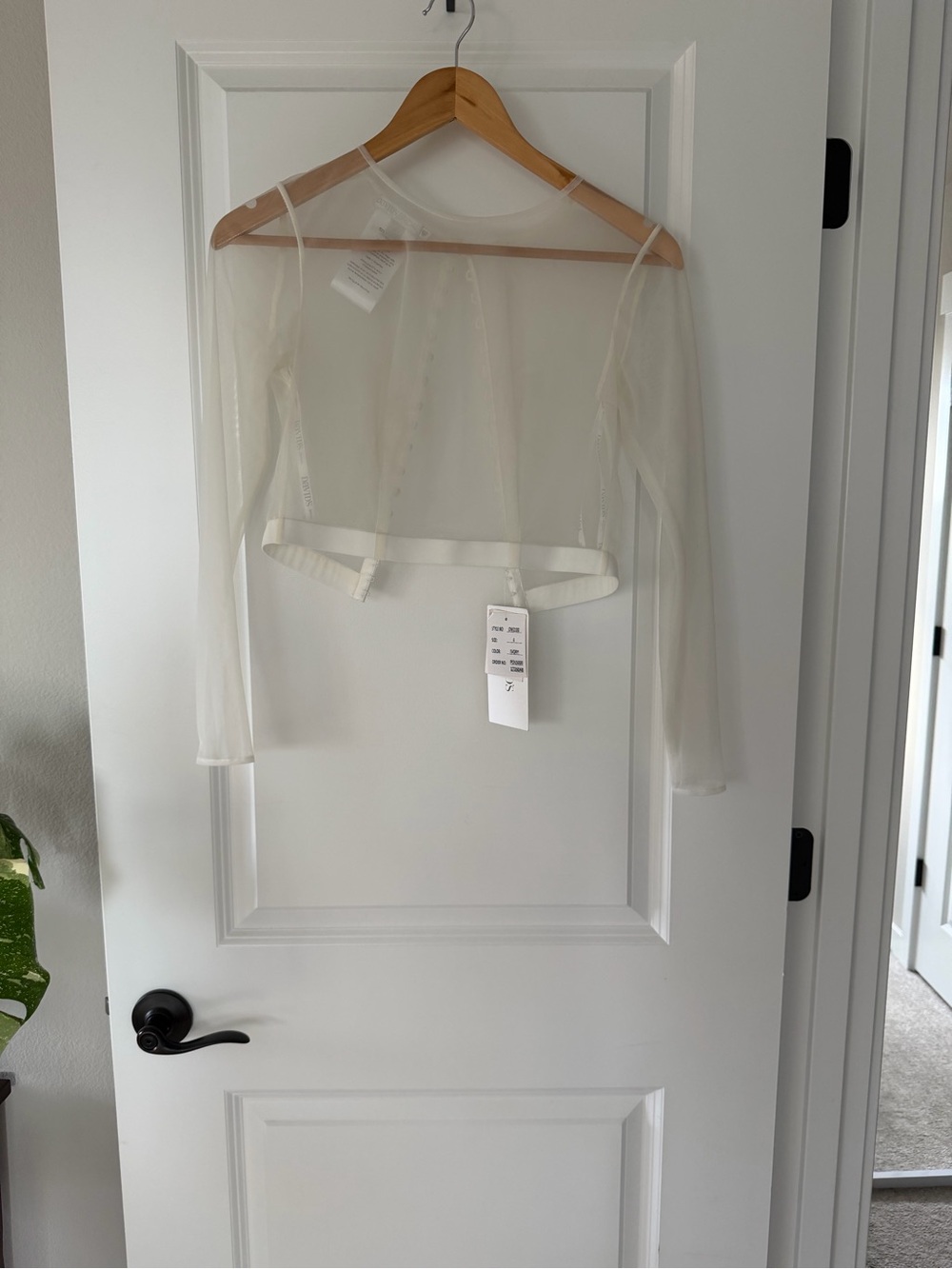 David's Bridal Sheer Long-Sleeve Topper in Ivory